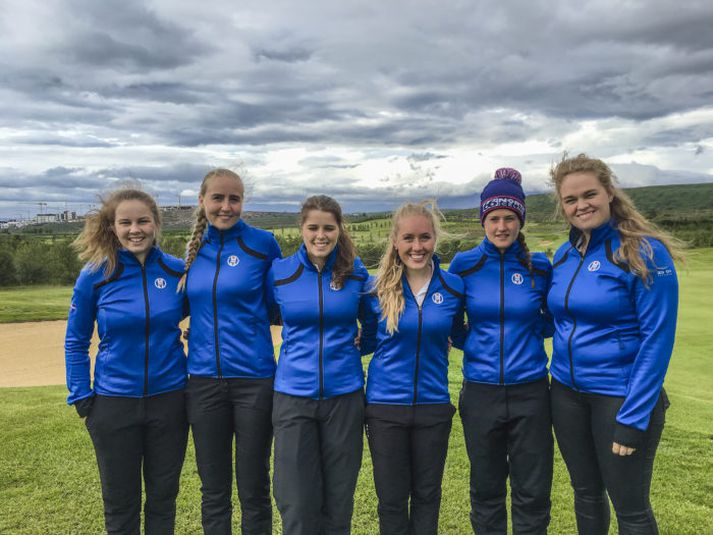 Íslenska kvennalandsliðið. Frá vinstri: Ragnhildur Kristinsdóttir, Anna Sólveig Snorradóttir, Sunna Víðisdóttir, Berglind Björnsdóttir, Guðrún Brá Björgvinsdóttir og Signý Árnórsdóttir.