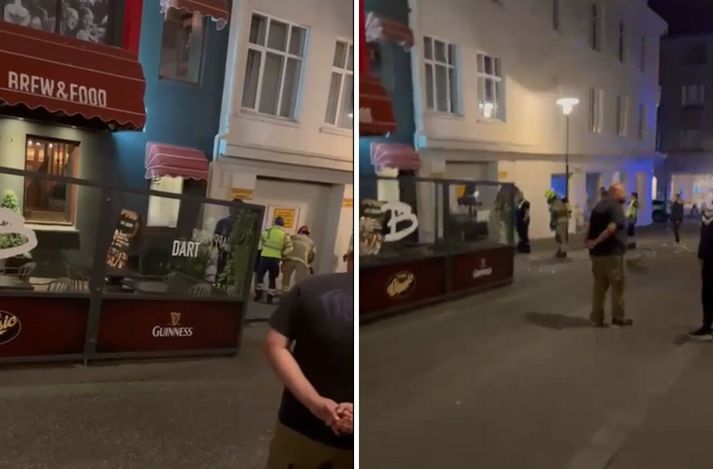 Myndir af vettvangi brunans í nótt. 