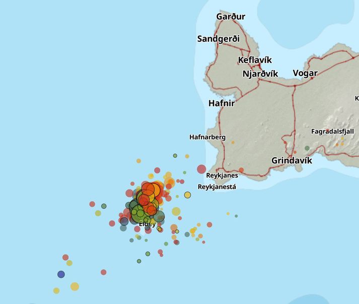 Síðast var hrina við Eldey 3. desember 2025.
