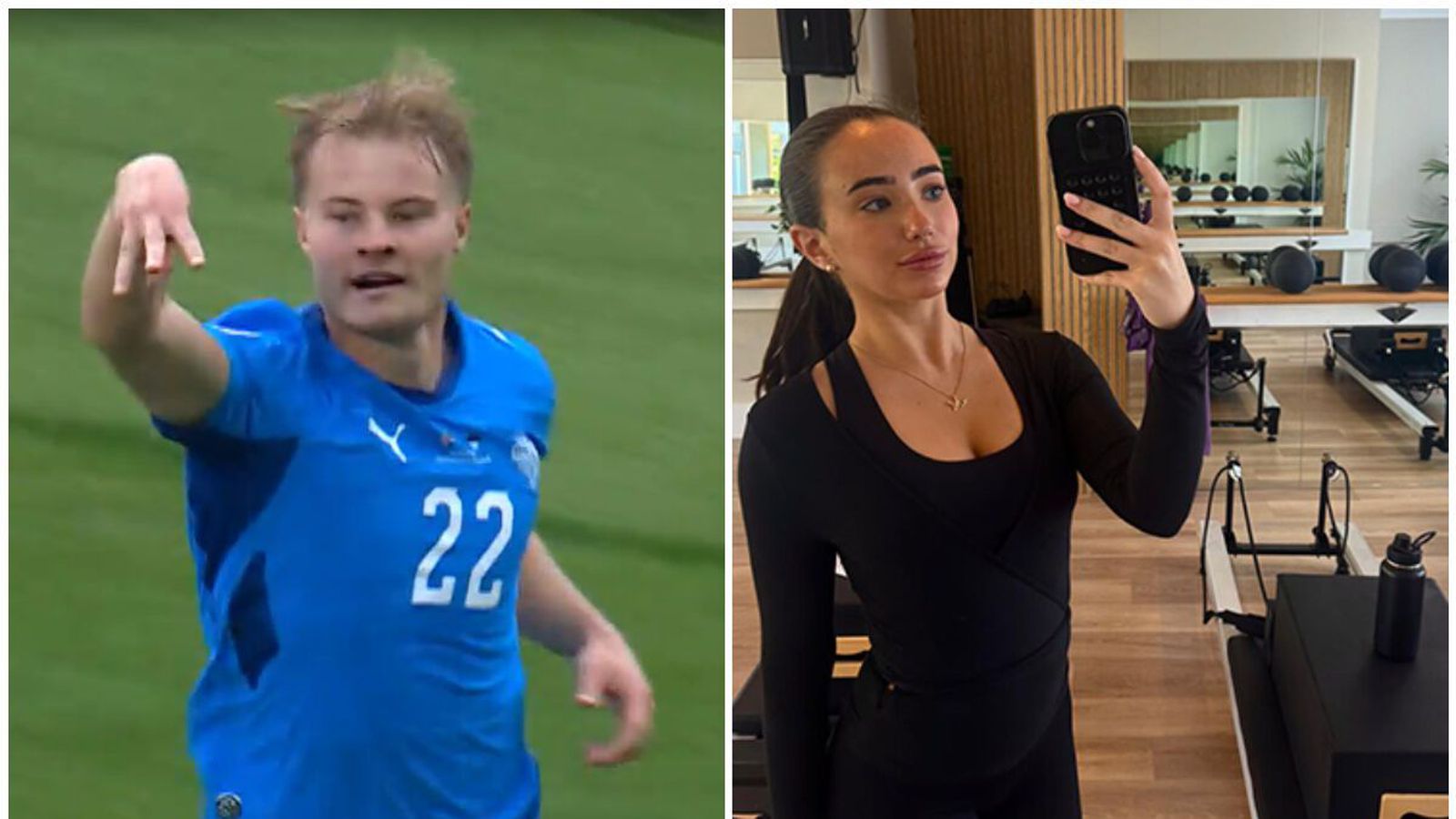 Sendi nýrri kærustu kveðju í stúkuna