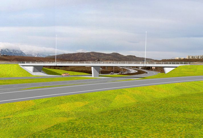 Væntanleg brú á gatnamótum Vesturlandsvegar og Suðurlandsvegar.