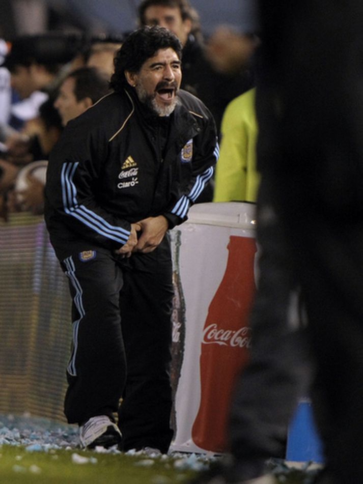 Diego Maradona, þjálfari Argentínu.