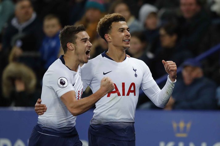 Dele Alli og Harry Winks fagna í kvöld.