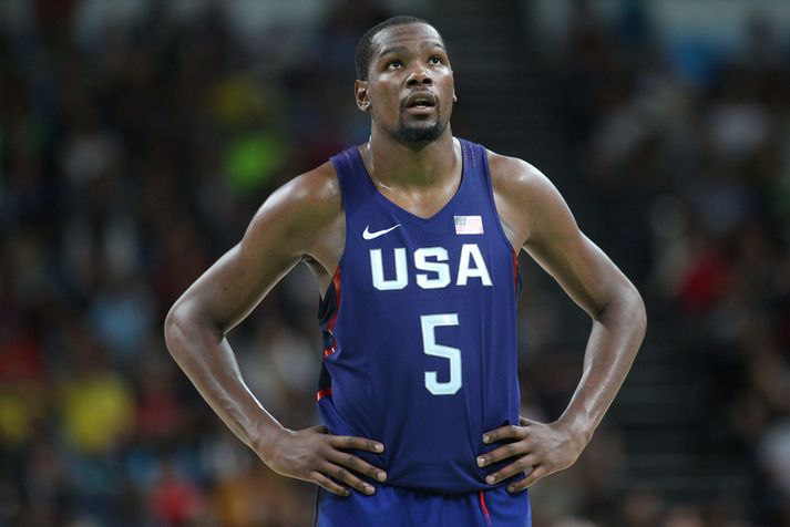 Kevin Durant í treyju númer fimm hjá bandaríska landsliðinu.