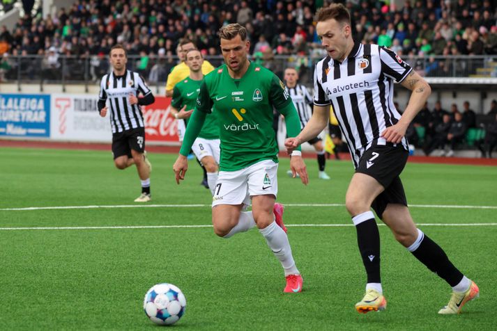 Tobias Thomsen og Finnur Tómas Pálmason voru báðir á skotskónum í Kópavogi í gærkvöld.