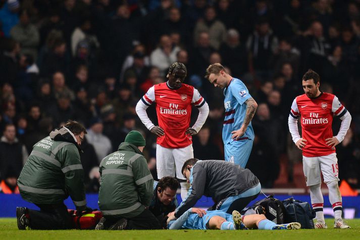 Potts liggur á vellinum í kvöld.