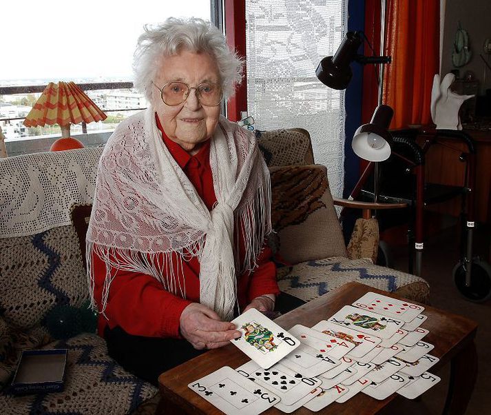 Guðríður á 105 ára afmælisdeginum sínum fyrir fjórum árum.