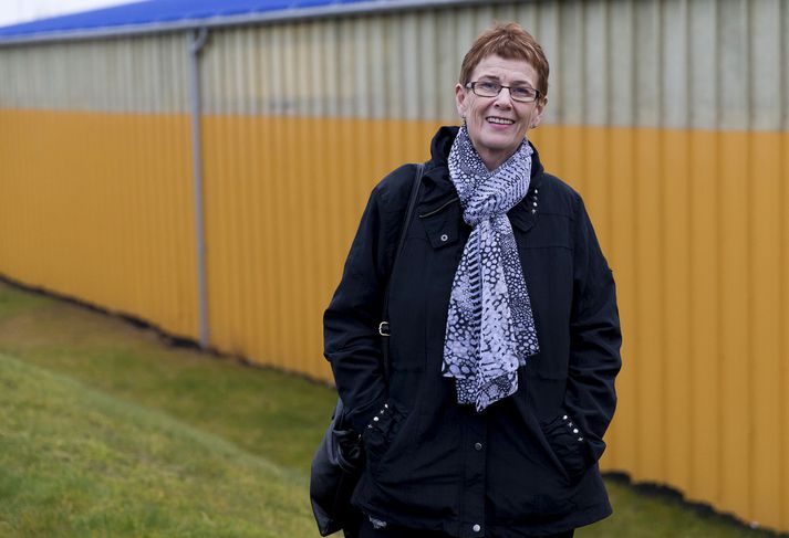 Eygló býr á Akureyri en brá sér suður yfir heiðar í gær til að geta tekið þátt í stuðinu hér syðra í dag. Ljósmyndarinn tók á móti henni á flugvellinum. 