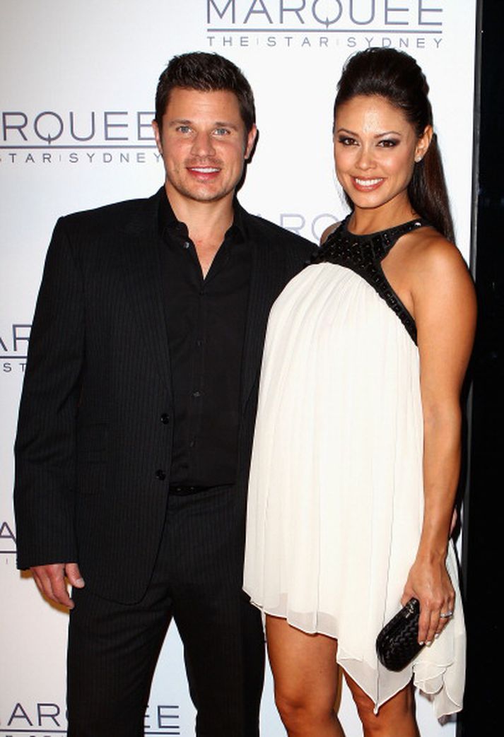 Nick Lachey og Vanessa Minillo þegar Vanessa var enn á steypirnum.