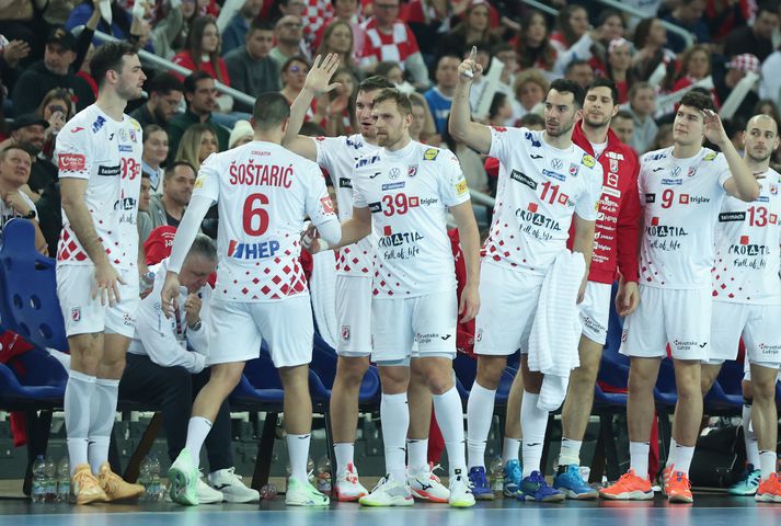 Frá æfingaleik króatíska landsliðsins fyrir EM 