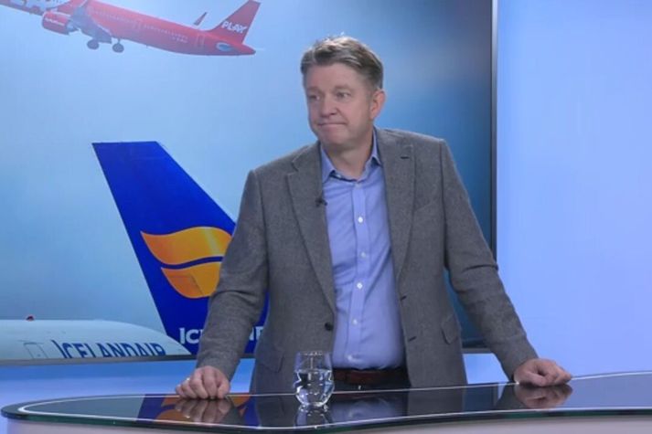 Bogi Nils Bogason, forstjóri Icelandair, ræddi gjaldþrot Play í myndveri.
