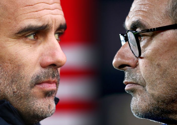 Guardiola og Sarri mætast í stórleik helgarinnar.