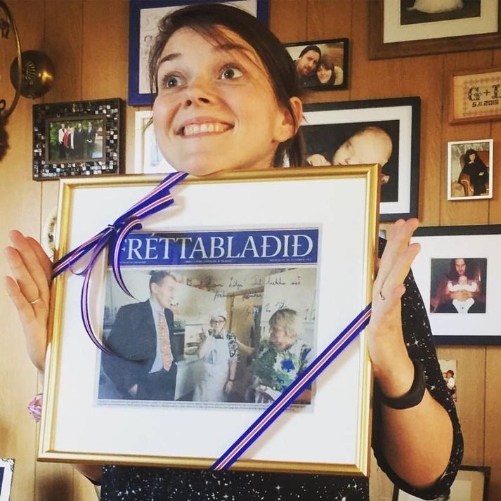 Lilja Katrín var hæstánægð með glaðninginn.