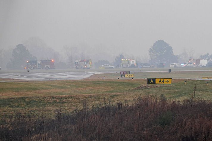 Töluverður viðbúnaður er á vettvangi. 