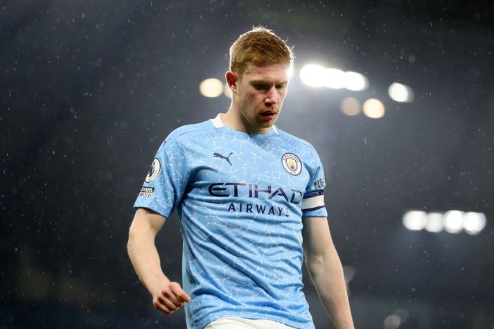 Kevin De Bruyne meiddist gegn Chelsea um helgina.