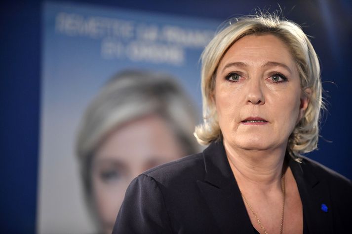 Marine Le Pen á góða möguleika á að komast í síðari umferð frönsku forsetakosninganna.