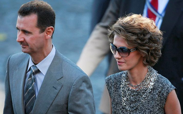 Bashar al-Assad, forseti Sýrlands, ásamt eiginkonu sinni.