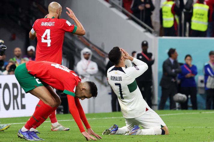 Cristiano Ronaldo sést hér í leik með Portúgal á heimsmeistaramótinu.