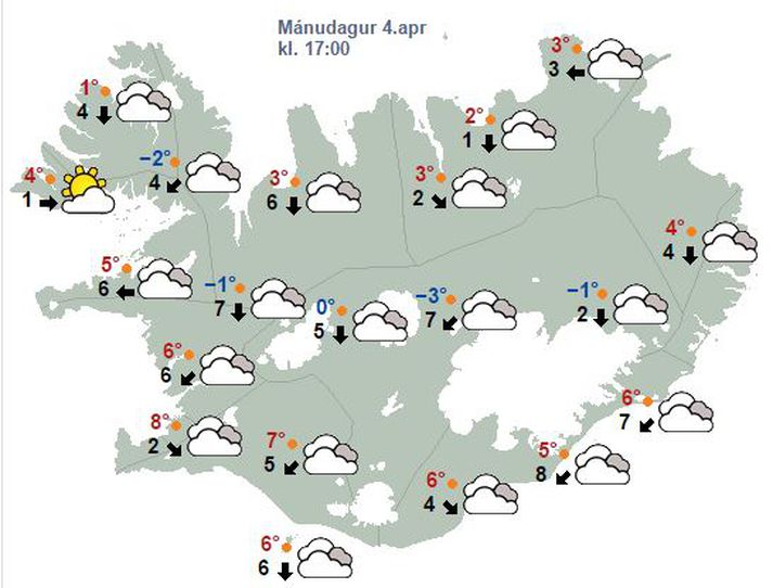 Veðurstofan spáir ljúfu veðri síðdegis í dag.