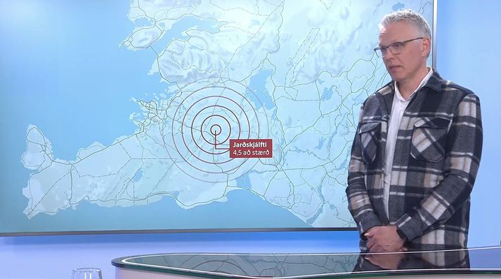 Benedikt Halldórsson, fagstjóri jarðskjálftavár á Veðurstofu Íslands, mætti í sett Sýnar nú í kvöld.
