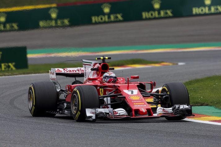 Kimi Raikkonen á ferðinni á Spa brautinni í dag.