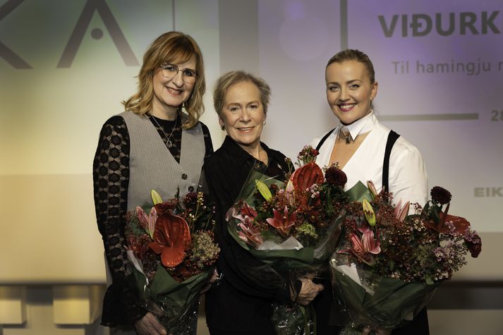 Viðurkenningarhafarnir þrír.