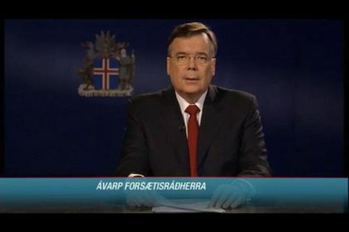 Geir H. Haarde, er hann flutti ávarp sitt til þjóðarinnar, 6. október 2008.