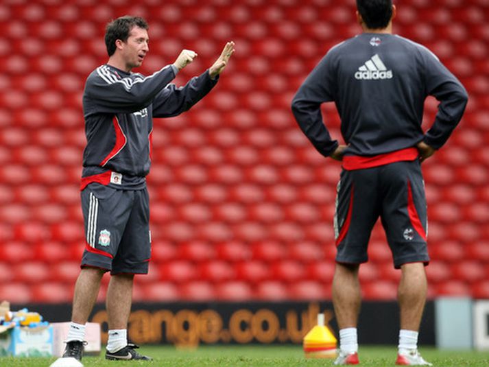 Robbie Fowler á æfingu með Liverpool á sínum tíma.