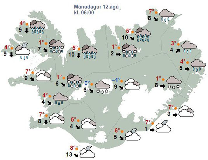 Norðanátt verður ríkjandi að minnsta kosti fram undir miðja næstu viku.