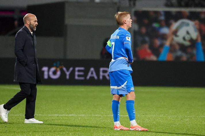 Svekkelsið leyndi sér ekki hjá Hákoni Arnari Haraldssyni eftir leikinn gegn Úkraínu.