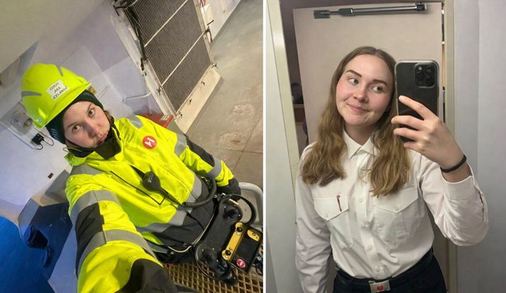Jóna ólst upp á sjó og vinnur nú að því að verða fullgildur stýrimaður.
