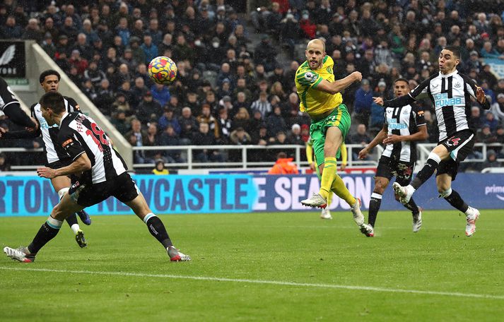 Teemu Pukki skoraði fallegt mark fyrir Norwich í kvöld.