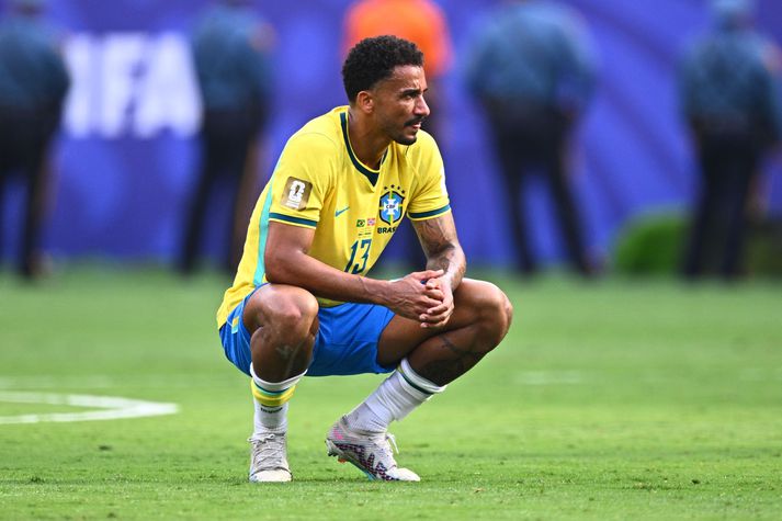 Brasilíumaðurinn Danilo Luiz da Silva eftir tapleikinn á móti Norðmönnum um síðustu helgi. Hann var sá eini í liðinu sem skilaði sér strax heim til Brasilíu.