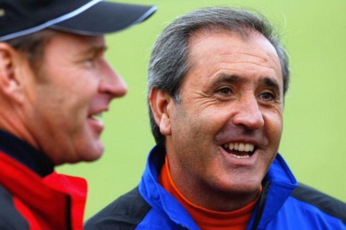 Seve Ballesteros með Nick Faldo.