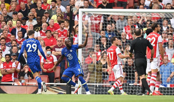 Lukaku fagnar marki sínu í dag.