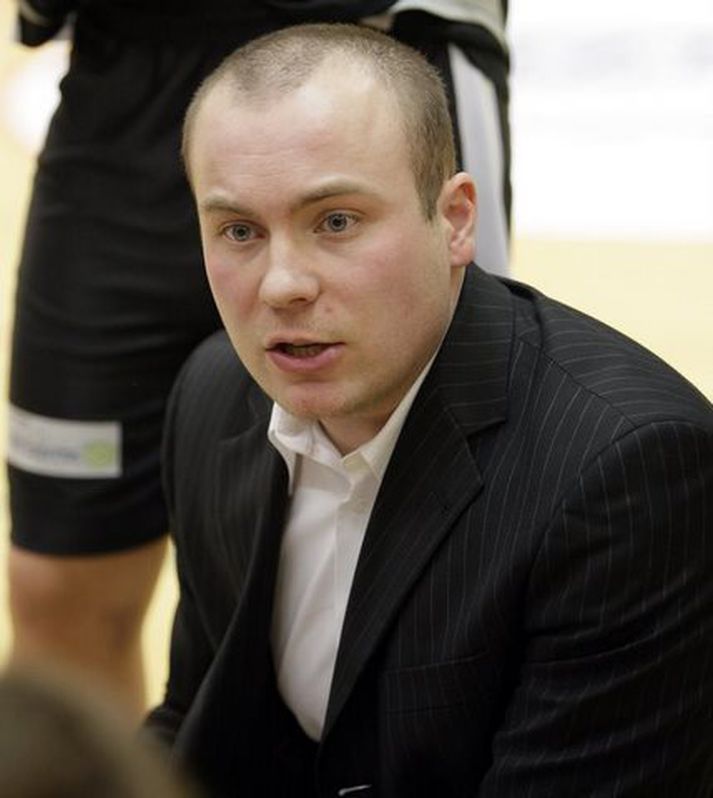 Jóhannes Árnason var léttur eftir sigur á Hamar í kvöld.