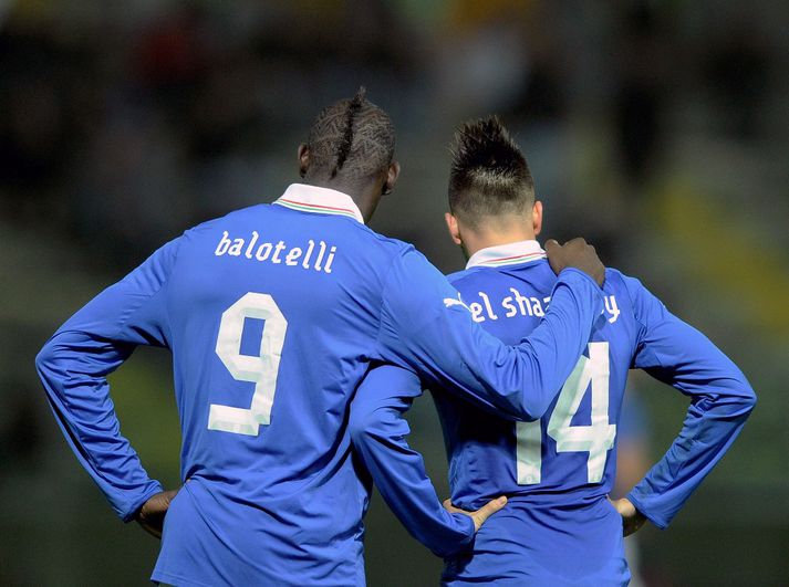 Félagarnir í landsleik.