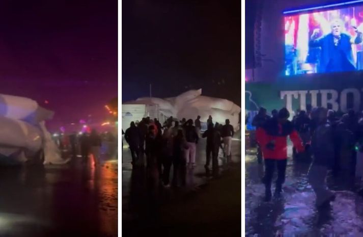 Þrátt fyrir veðrið hélt dagskráin á stóra sviðinu í Herjólfsdal áfram í nótt.