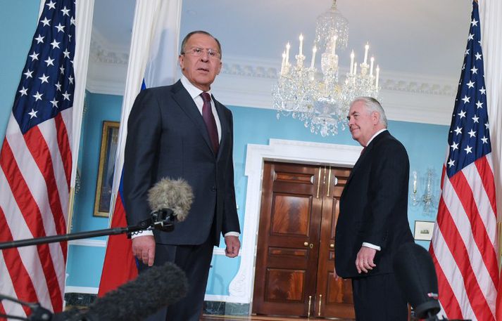 Sergei Lavrov og Rex Tillerson í morgun.