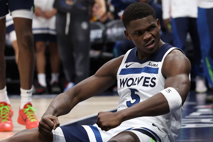 Anthony Edwards hefur farið fyrir liði Minnesota Timberwolves sem er að gera frábæra hluti í úrslitakeppni NBA í ár.