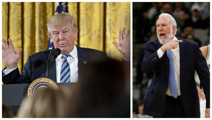 Gregg Popovich og Donald Trump.