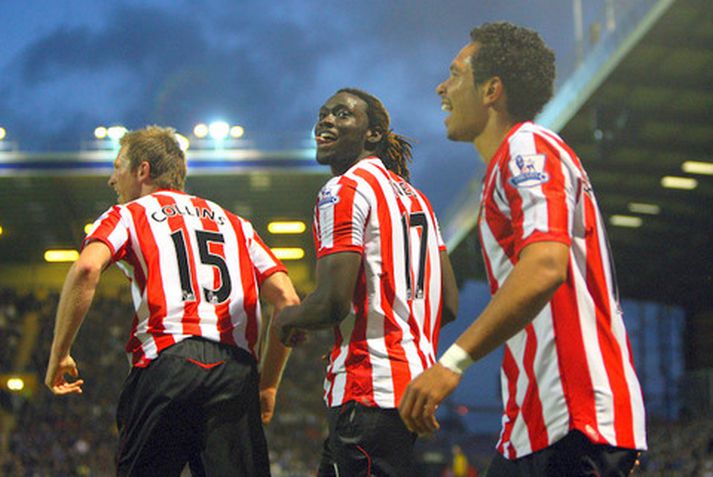 Leikmenn Sunderland fagna sínu marki í kvöld.