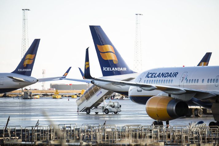 Boeing 757 þotur Icelandair á Keflavíkurflugvelli.