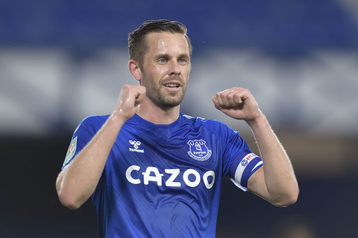 Everton v Salford City - Carabao Cup Second Round LIVERPOOL ENGLAND - SEPTEMBER 16: Gylfi Sigurdsson of Everton celebrates his goal during the Carabao Cup Second Round match between Everton and Salford City at Goodison Park on September 16, 2020 in Liverpool, England. (Photo by Tony McArdle/Everton FC via Getty Images)