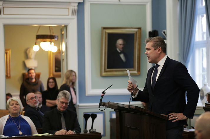 Bjarni Benediktsson á Alþingi í morgun.