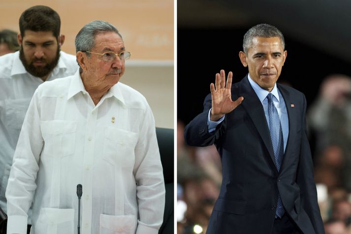 Raúl Castro, forseti Kúbu, og Barack Obama, forseti Bandaríkjanna.