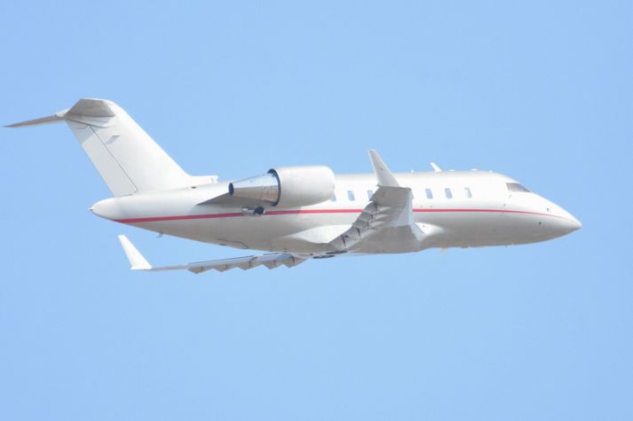 Þotan er framleidd af Bombardier en ekki liggur fyrir af hvaða gerð hún er. Hér má sjá þotu af gerðinni Bombardier Challenger 600.