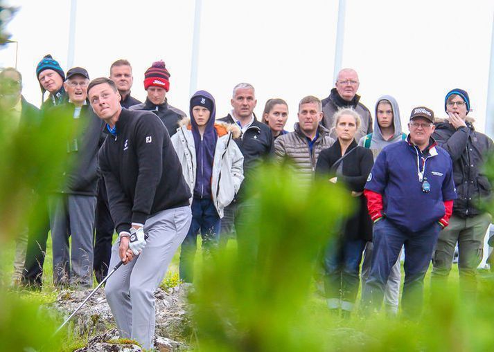 Axel Bóasson er enn í fínum málum þó hann sé ekki meðal efstu þriggja kylfinga á mótinu.