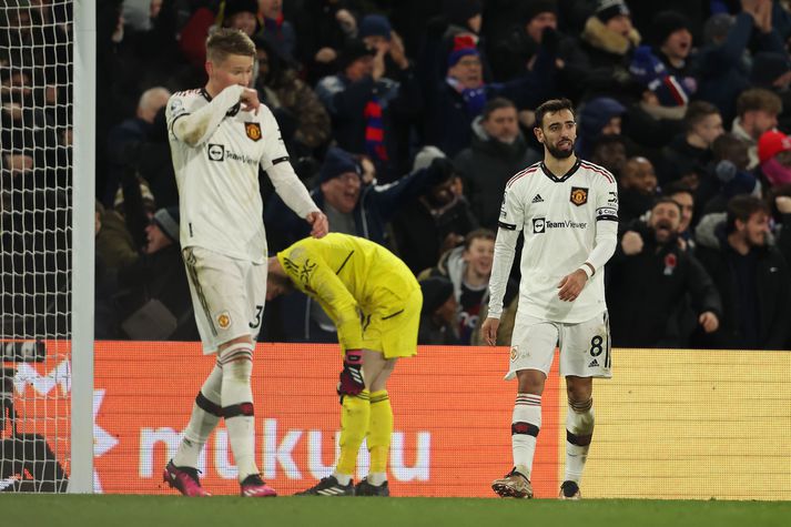 Leikmenn Man United eftir jöfnunarmark heimamanna.