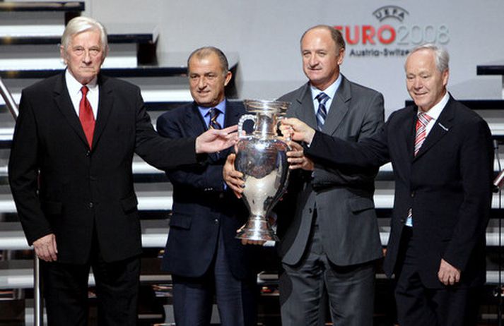 Frá vinstri: Bruckner, Terim, Scolari og Kuhn.